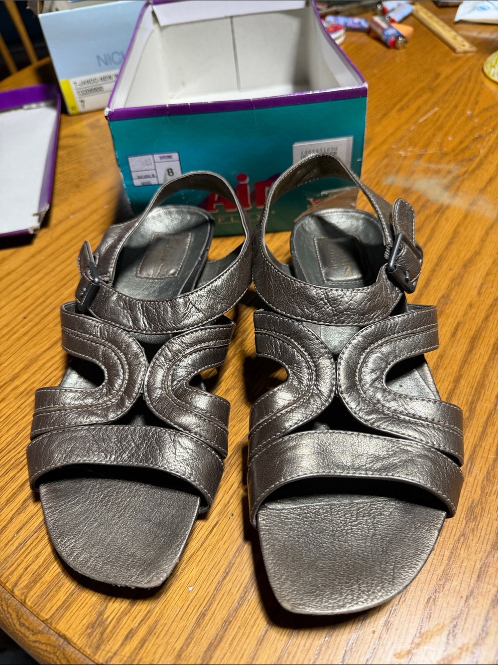 Clarks Metallic Pewter Slingback Sandals